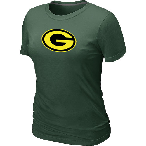 Green Bay Packers Women's Neon Logo Charcoal NFL T-Shirt - Dark Green